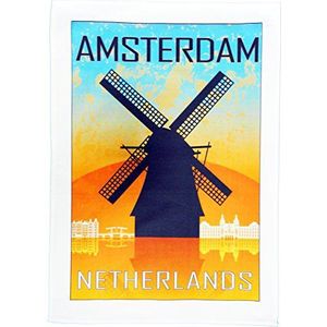 Half a Donkey Vintage Style Amsterdam en Windmill - Grote Katoenen Theedoek