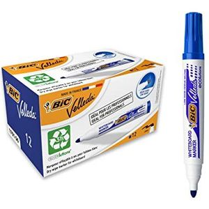 BIC Velleda 1701 ECOlutions Whiteboard Stiften Medium Kogelpunt - Blauw, Doos van 12 Stuks