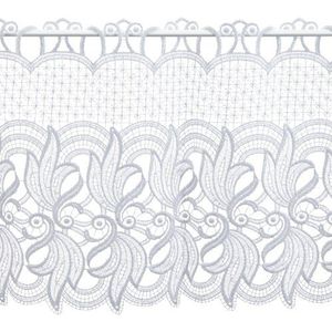 Plauener Spitze by Modespitze, Store Bistro Gordijn, vitrage met stangdoorgang, hoogwaardig borduurwerk, hoogte 36 cm, breedte 144 cm, wit
