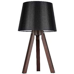 Homemania HOMBR_0145 Hoge tafellamp, bureaulamp, kantoor, nachtkastje, donker hout, stof, zwart, 30,5 x 30,5 x 54,5 cm