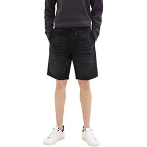 Tom Tailor Denim bermuda jeans shorts heren 1035516,10250 - Gebruikte Dark Stone Black Denim,XS