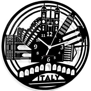 Instant Karma Clocks Italiaanse wandklok voor reizen, vakantie, cadeau-idee, zwart