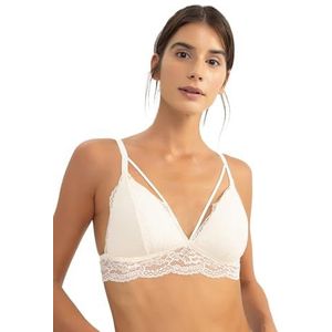 DeFacto Damesbeha - met beugel voor ondersteuning - push-up voor beugel - beha dames met beugel - damesbeha push-up zonder beugel., ecru, S
