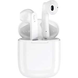 Draadloze oordopjes, Bluetooth 5.3 hoofdtelefoons, HiFi Stereo in-ear oortelefoon met 40 uur speeltijd en Type-C oplaadhoesje, ingebouwde microfoon IPX6 waterdichte oordopjes voor sport en werk (wit)