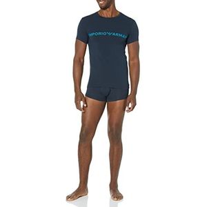 Emporio Armani Heren Megalogo en Pajama Set T-shirt + Trunk, marineblauw, L