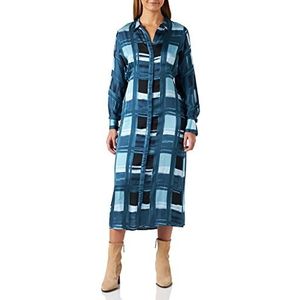 s.Oliver BLACK LABEL Maxi-jurk voor dames, met all-over patroon, blauw, 46