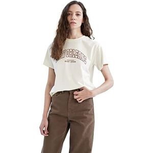 DeFacto T-shirt voor dames, ecru, XS