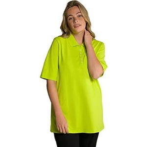 Ulla Popken Dames poloshirt, fluwelen band-knoopsluiting, regular, halflange mouwen, organic Green (reserve kleur), 42/44