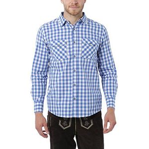 Lower East Heren Trachtenhemd, geruit, Blauw (blauw/wit), M