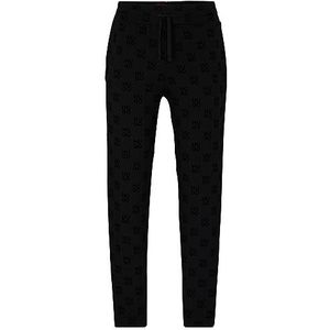 HUGO Flock AOP Pants joggingbroek met rechte pijpen en gevlokte Stack-logo's, zwart 1, L