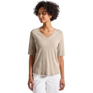 Street One - Gerda - T-shirt - Beige - V-hals