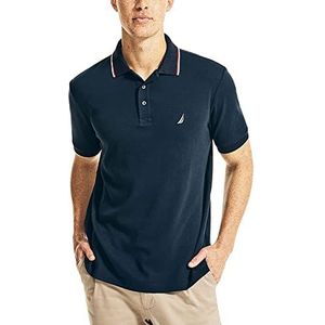 Nautica Klassiek poloshirt voor heren, met korte mouwen, dubbele kanten kraag, Donkerblauw, XXL