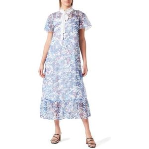 dedica Midi-jurk voor dames met allover-print, Blauw meerkleurig., L