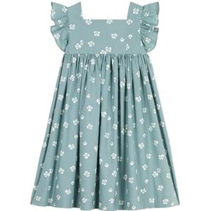 Petit Bateau Mouwloze jurk voor meisjes, Groen/Wit, 3 jaar