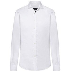 Hackett London Wht Trevi Engned Str Casual Shirt voor heren, Wit (Wit 800), L