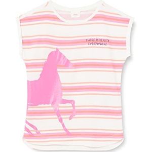 s.Oliver T-shirt voor meisjes, korte mouwen, Crème | Roze, 104/110 cm
