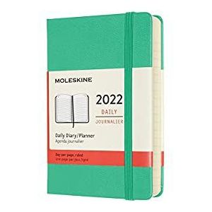 Moleskine 8056420858563 - 12 maanden dagelijks dagboek, 2022 agenda met hardcover, zakformaat 9x14, ijsgroene kleur,Pocket,ijsgroen