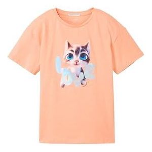 TOM TAILOR T-shirt voor meisjes, 23680 - Papaya Oranje, 104/110 cm