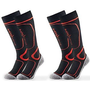 Black Crevice Skisokken, voor dames en heren, maten I Snowboardsokken met speciale voering aan de belaste zones I temperatuurregulerend en ademend I 2 paar