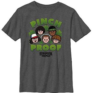 Stranger Things Unisex Kids Pinch Proof Short Sleeve T-Shirt, Dark Heather Grey, M, grijs (dark heather grey), One size