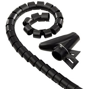 Hama Kabelslang met intrekhulp (flexibele kabelgoot voor kabelmanagement en kabelbescherming, kabelspiraal voor flexibele bundelbreedte, kunststof, Ø 30 mm, 1,5 m) zwart