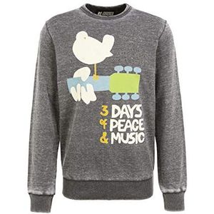 Recovered Woodstock Music Festival Sweatshirt - 3 dagen vrede en muziek poster - houtskool - officieel gelicentieerd, vintage stijl, heren/unisex, Meerkleurig, M