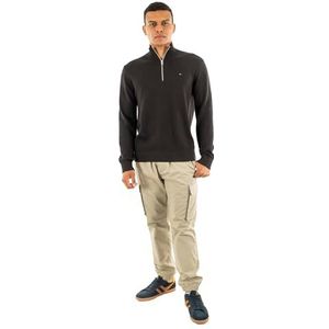 Tommy Jeans Heren lichte opstaande kraag sweatshirt met rits, Zwart (zwart), S