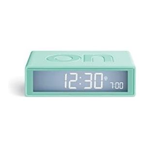 Lexon Flip+ wekker, oplichtend, omkeerbaar, met faces on off en snooze-functie, lcd-display en touch-lamp, gum, mint