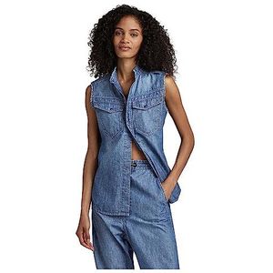 G-STAR RAW Dames Slim Denim Sleeveless Wm T-shirt, blauw (Faded Ionic Blue D23320-D307-D892), XXS, Blauw (Faded Ionic Blue D23320-d307-d892), XXS