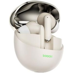 TOOCKI Bluetooth hoofdtelefoon 5.3, ultralicht, 3,58 g, 5 uur batterijduur, 13 mm titanium/koper, digitale bediening, siliconen oordopjes