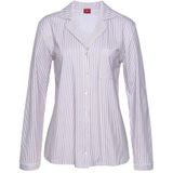 Bordeaux Rood Gestreepte Pyjama - Knoopsluiting - Opgestikte Zak - V-hals