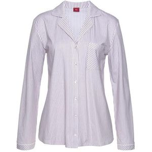 Bordeaux Rood Gestreepte Pyjama - Knoopsluiting - Opgestikte Zak - V-hals