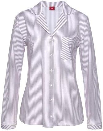 Bordeaux Rood Gestreepte Pyjama - Knoopsluiting - Opgestikte Zak - V-hals