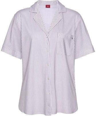 s.Oliver RED LABEL Pyjama Top - Bordeaux Rood Gestreept - Katoen