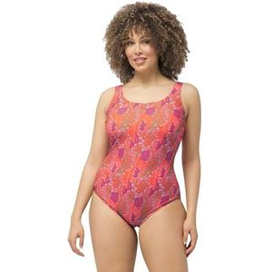 Ulla Popken, Dames grote maten, badpak Alice, Softliner, DG, koraal, rood, 50-52