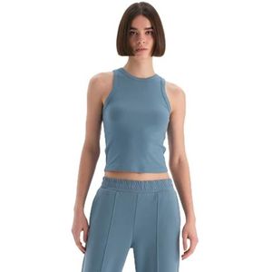 Dagi Light Blue Fashion Gebreide Regular Viscose Dikke Strap Mouwloze Crew Neck Tanktop, Lichtblauw, XL, lichtblauw, XL