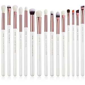 Jessup 15-delige oogmake-up kwastenset Eyeliner Eyebrow Blend Natuurlijk synthetisch haar Wit Roségoud T217