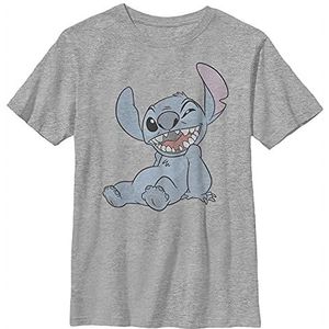 Disney Lilo & Stitch Halftone Stitch Boy's Crew Tee, Athletic Heather, XS, Athletic Heather, XS