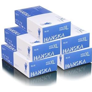 HANSKA 500 blauwe nitril wegwerphandschoenen, poedervrij, wegwerphandschoenen, voor beide handen, niet steriel, rubberen basis, geschikt voor medische ruimtes, hanteren van levensmiddelen (500, XL)
