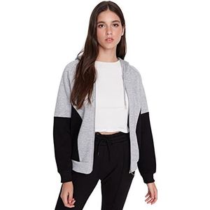 Trendyol Dames reverskraag Colorblock Regular Sweatshirt, Grijs, M