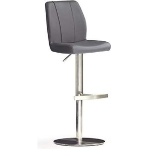 Robas Lund Barkruk grijs met rugleuning bar stoel draaibaar 360 graden, kruk in hoogte verstelbaar, PU NA.OMI