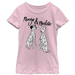 Little, Big Disney 101 Dalmations Pongo Perdita Girls T-shirt met korte mouwen, lichtroze, maat L, roze, L, Roze, L