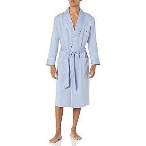 Nautica Mannen lange mouw lichtgewicht katoen geweven badjas badjas, Blauwe Been, L-XL
