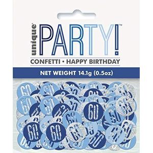 Unique Party 83842 Blauwe Prismatische 60e Verjaardag Confetti, 5oz 1 Pack, leeftijd 60