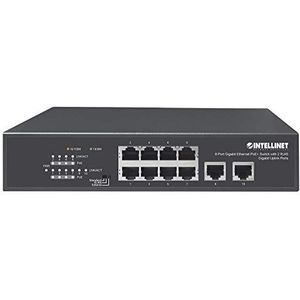 Switch Ethernet Gigabit 8 Porte PoE+ con 2 porte RJ45 Gigabit Uplink