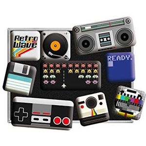 Nostalgic-Art Retro Koelkast Magneten, Achtung – Retro Wave Media – Geschenkidee voor gamers, Magneetset voor magneetbord, Vintage design, 9 stuks