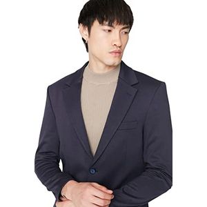Trendyol Heren reverskraag effen normale jas jas, marineblauw, 48, marineblauw