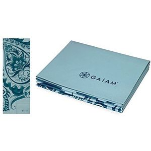 Gaiam Yogamat, opvouwbare reisfitness- en oefenmat, opvouwbare yogamat voor alle soorten yoga, pilates en vloertrainingen, ijzige paisley, 2 mm, 68 inch L x 24 inch B x 2 mm dik