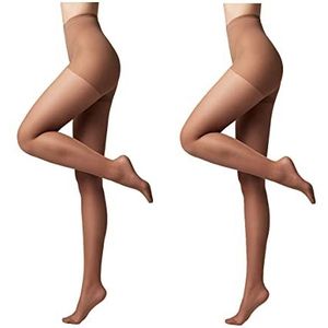 Conte elegant 2-pack modellerende panty's voor dames - stimuleert de bloedsomloop, vormende panty's, dunne damespanty's - ACTIVE 40 kleur bruin maat 16 Mokka maat 4