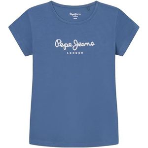 Pepe Jeans Hana Glitter T-shirt voor meisjes, Blauw (Sea Blue), 8 Jaren